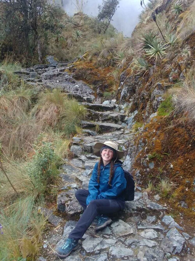 A set of stairs going up the Inca Trail