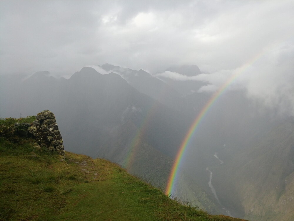 A double rainbow seen on the Inca Trail while hiking to Macchu Pichu with the Peru tour