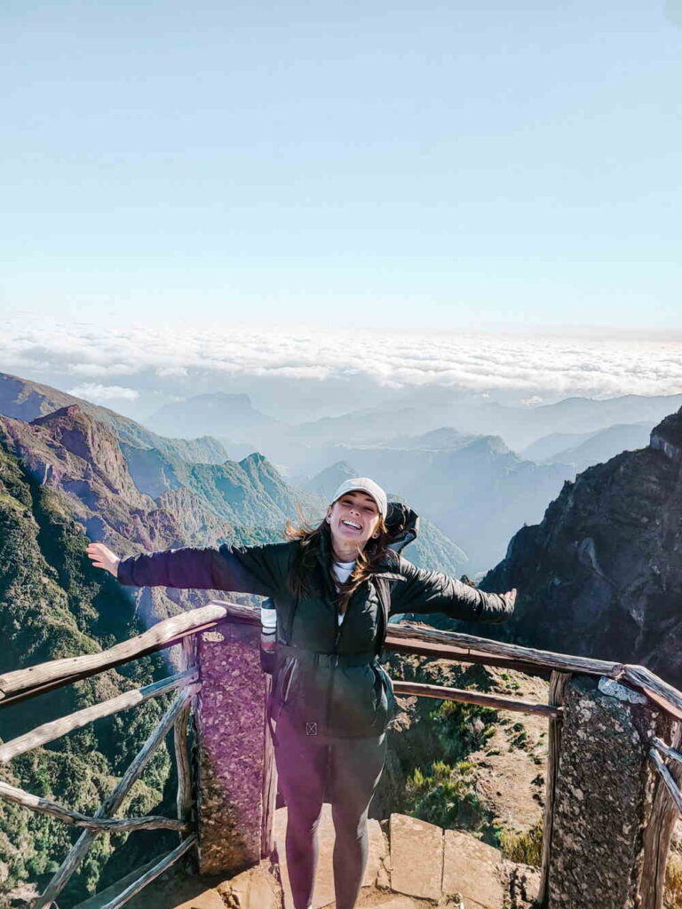The first viewpoint on the Arieiro Hike looking over the clouds and onto the ocean