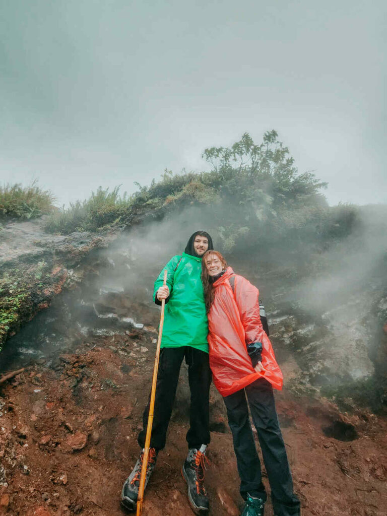 Infront of a heat spot on the top of Mt Batur