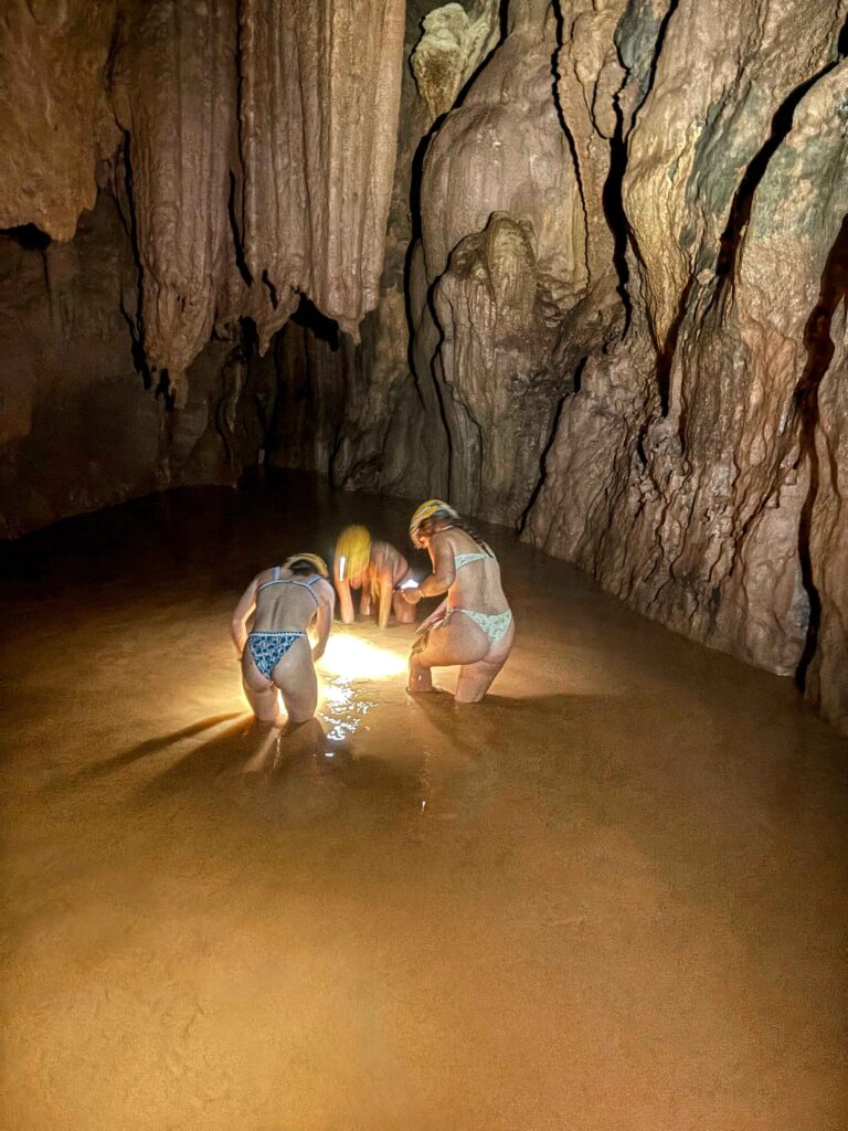 Views of the natural mud bath in the Dark Cave