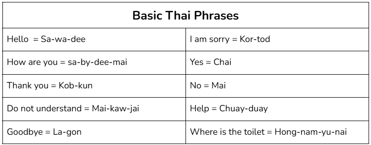Basic Thai words and phrases