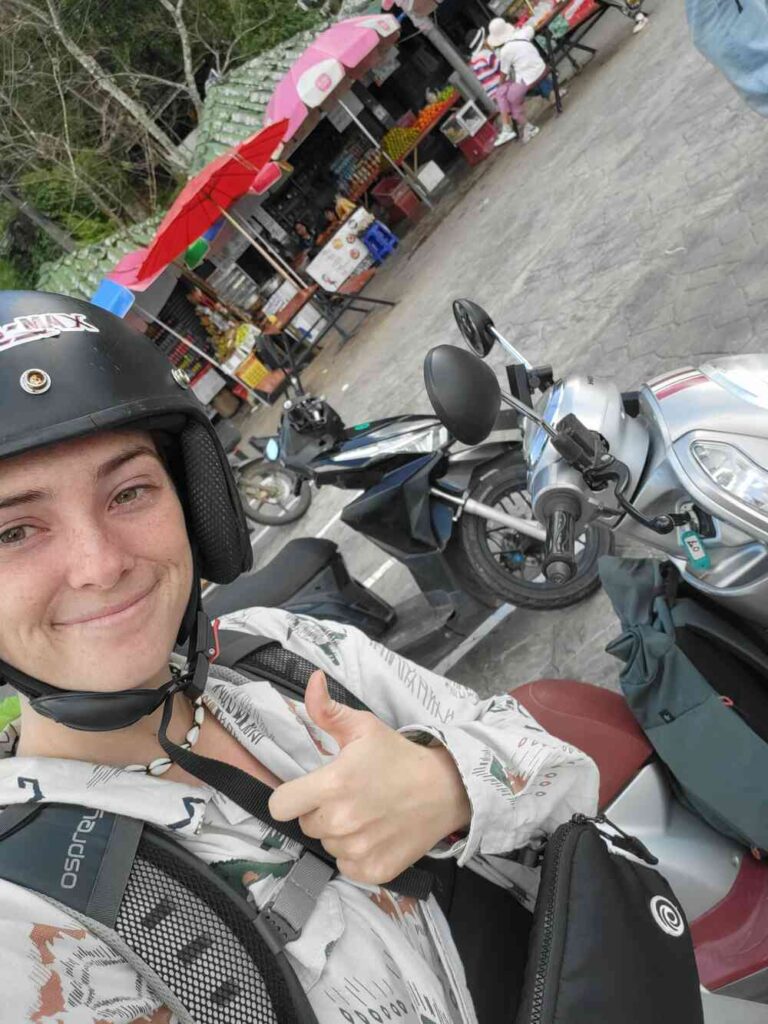 All geared up for my scooter ride from Pai to Ban Rak Thai in Thailand