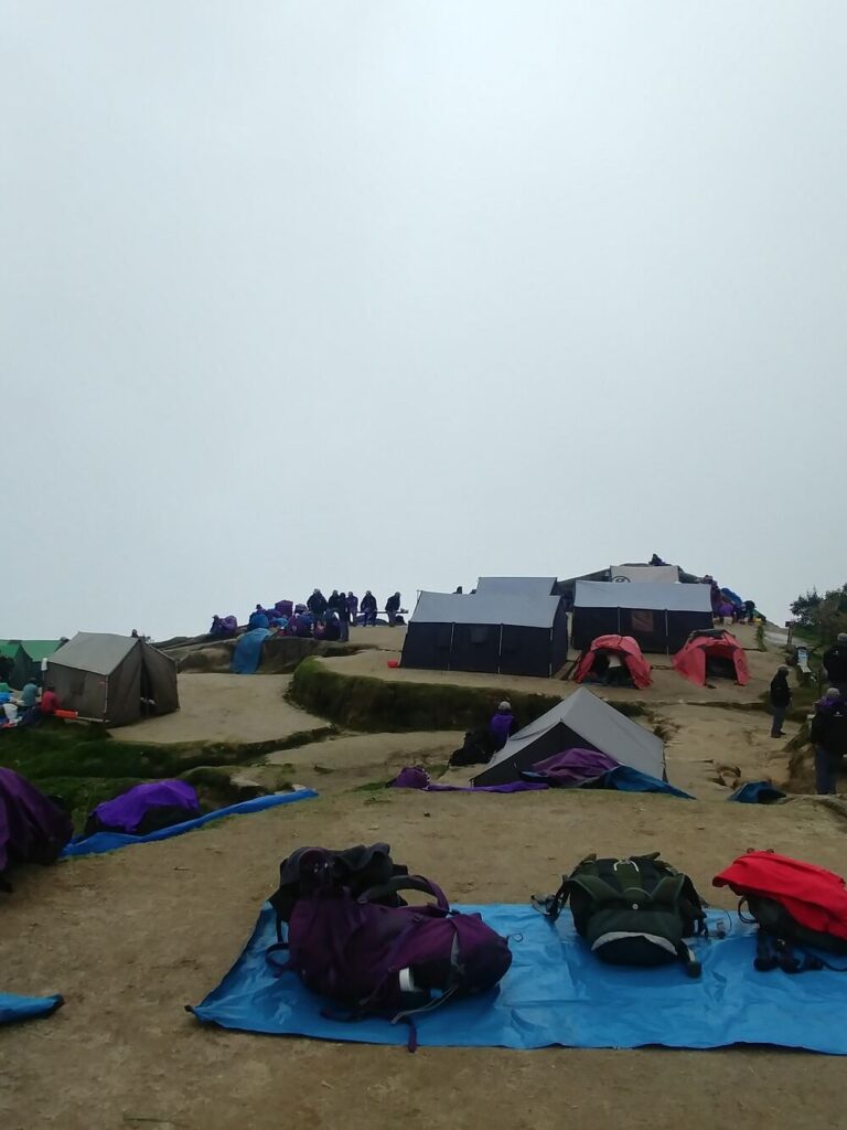 Campsite in the mountain passes along the Inca Trail