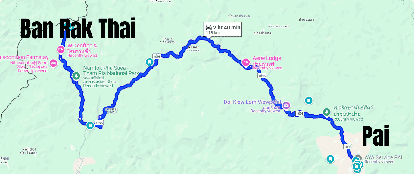 The journey from Pai to Ban Rak Thai