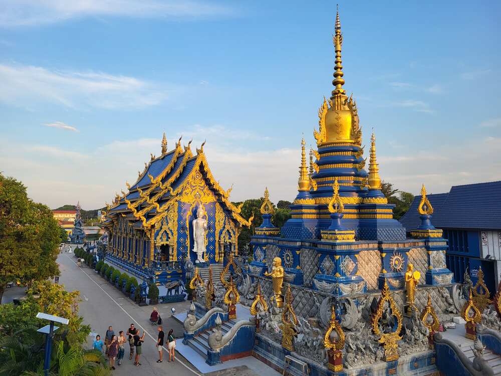 View of the Blue Temple from above in Chiang Rai