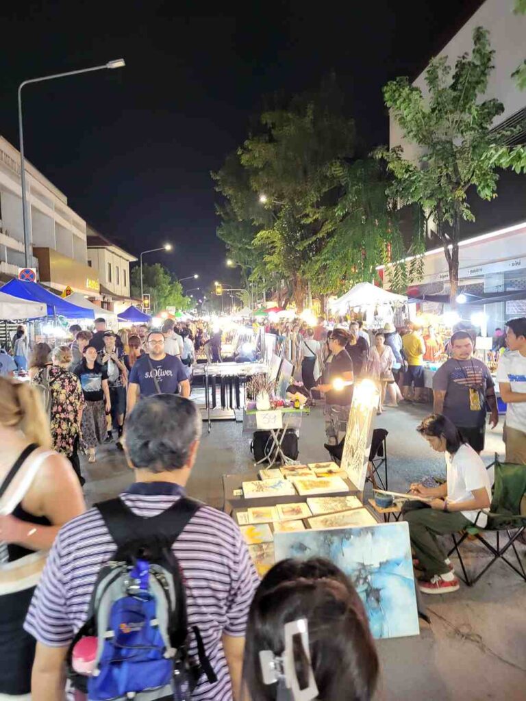 This is a quick view of the busy streets at the Sunday Night Market in Chiang Mai, Thailand.