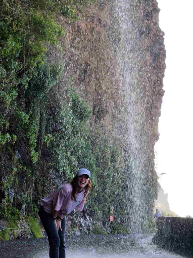 A view of the waterfall of Angels on the Madeira Road
