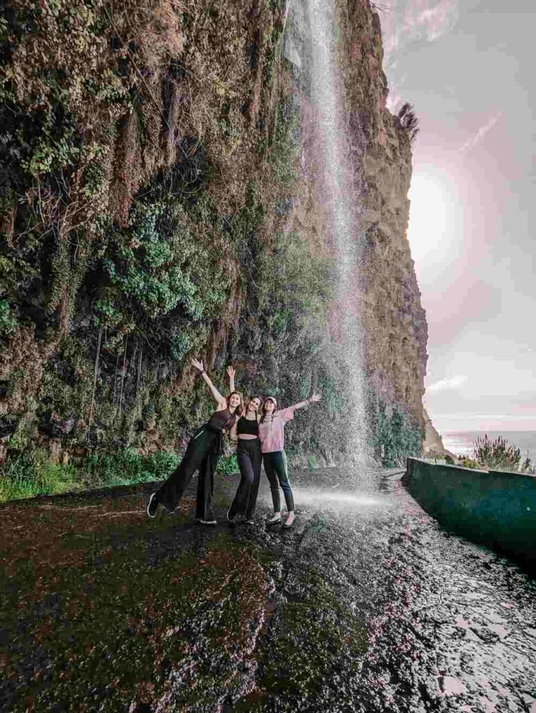 A view of the waterfall of angels we passed on our Madeira road trip.