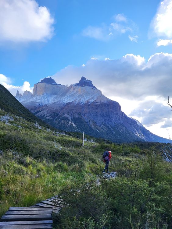 The trail between Pine Grande and camp frances in Torres del Paine national park, Patagonia.